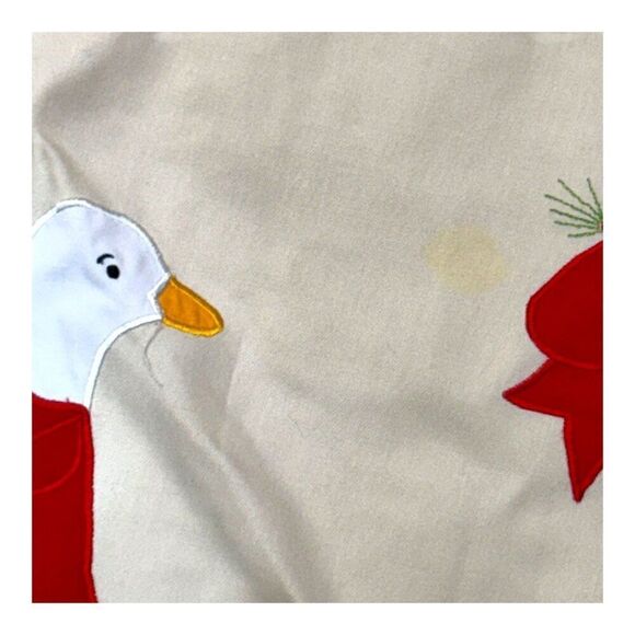 Vintage Christmas Goose & Bear Cottage Retro Tree Skirt 43” Round Cotton READ - Picture 5 of 13